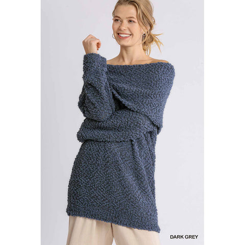 Umgee Womens Jenna Sweaters in dark grey