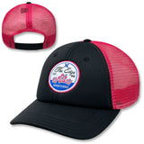 Edge Hibiscus Trucker Hat in black-fuchsia