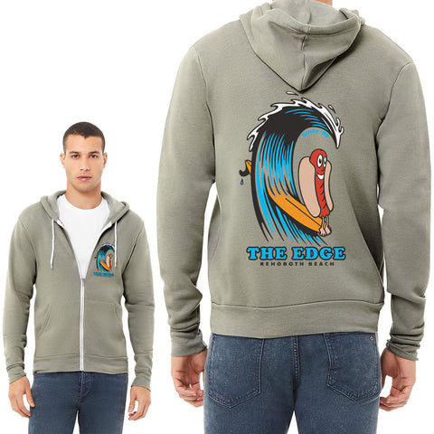 Edge Hot Dog Zip Hoodie in stone heather and Medium