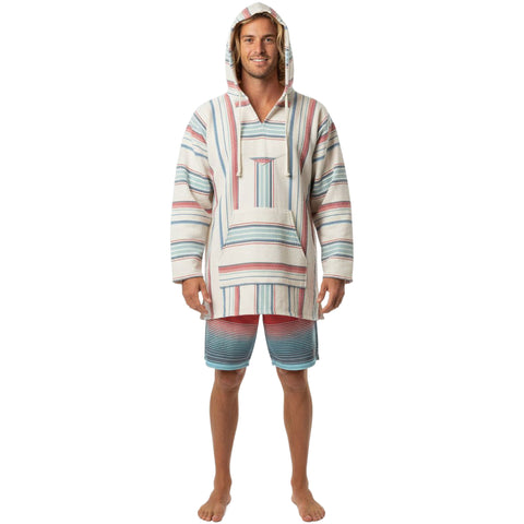 Magic Touch Cotton Baja Hoodie in blue-red stripe