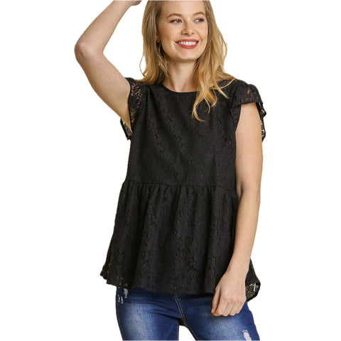 Umgee Womens Lacey Tops in black