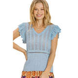 Umgee Womens Audrey Tops in ice blue