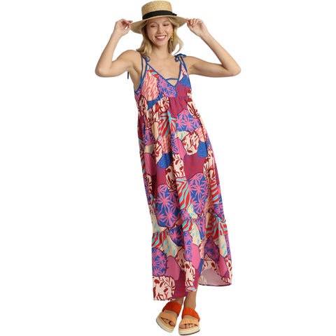Umgee Womens Tamra Dresses in teal/fushisa