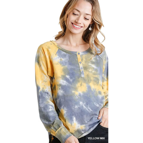 Umgee Womens Freya Tops in yellow mix