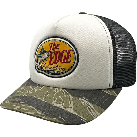 Edge Marlin Pro Trucker Hats in white/camo/black