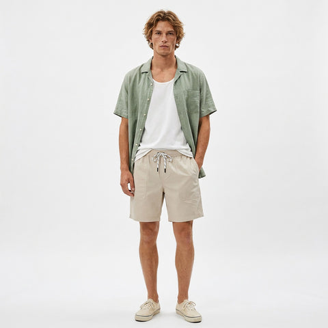 Edge Mens Soft Sand Elastic Shorts in khaki