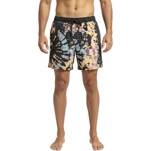 Edge Mens Continental Dye Elastic Boardshorts in black