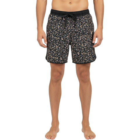 Edge Mens Pacific Floral Volley Shorts in Black