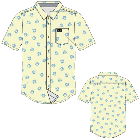 Edge Mens All-Over Monkey Shirts in yellow and Small