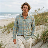 Edge Mens Masonboro  Plaid Flannel Shirts in Bay