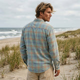 Edge Mens Masonboro  Plaid Flannel Shirts in Bay