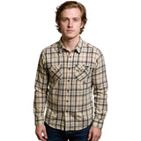 Edge Mens Pacific Plaid Flannel Shirts in Off white