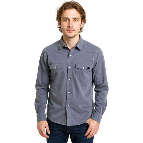 Edge Mens Wagner Corduroy Shirts in denim