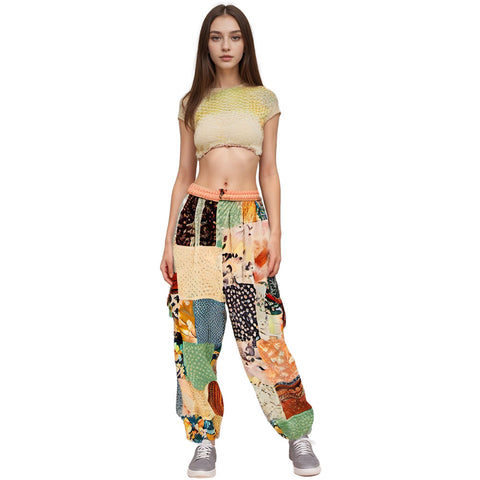 Magic Touch Womens Cotton Patchwork Pant in assorted