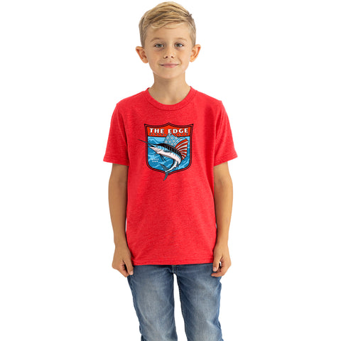 Edge Patriotic Marlin Youth T-Shirts in red