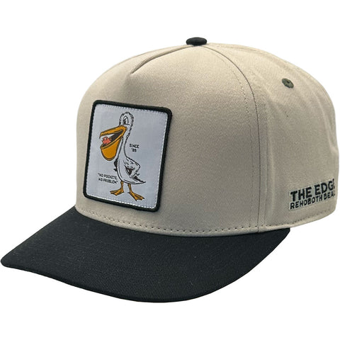 Edge Pelican Snapback Hats in stone/black