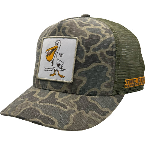 Edge Pelican Trucker Hats in dark duck camo