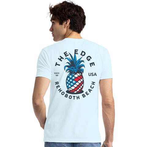 Edge Pineapple Flag T-Shirts in ice blue