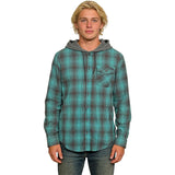 Edge Mens Parson Flannel Hooded Shirts in aqua