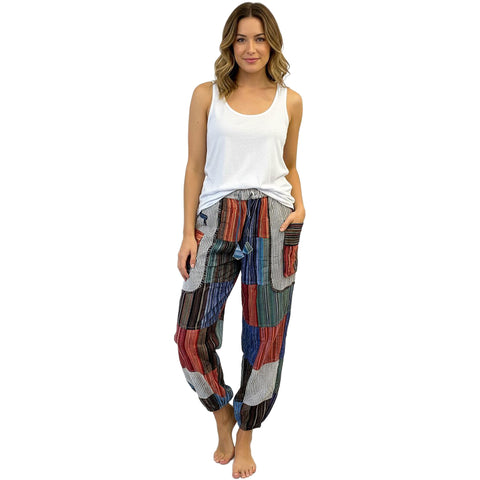 Magic Touch Womens Cotton Striped Peace Pant in assorted