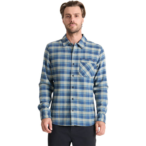 Roark Mens Crossroads Flannel Shirts in deep blue