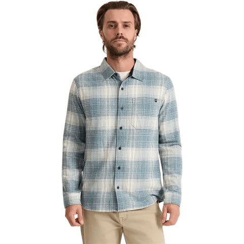 Roark Mens Crossroads Flannel Shirts in hazy blue