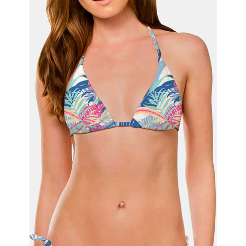 Edge Womens Raya Bikini Top in blue floral and Small