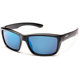 Suncloud Mayor Polarized Sunglasses in gloss black and polar blue mirror