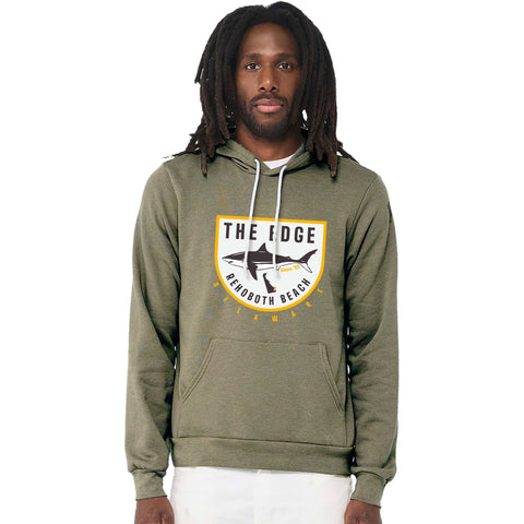Edge Shark Badge Hooded Sweatshirts in light olive