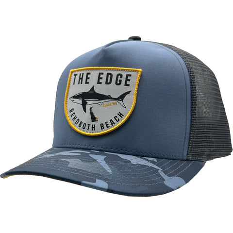 Edge Shark Badge Hydro Hat in blue/water camo