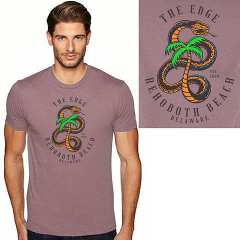 Edge Snake Tree T-Shirts in mauve heather and 2XL