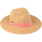 CC Womens Straw Sun Hats in natural/coral