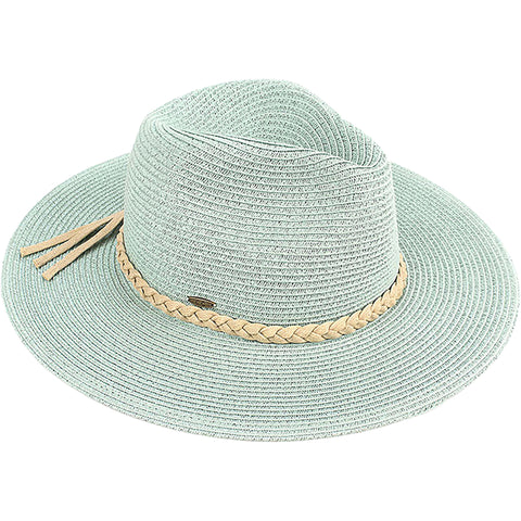 CC Womens Panana/Ribbon Straw Hats in mint/beige