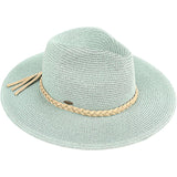 CC Womens Panana/Ribbon Straw Hats in mint/beige