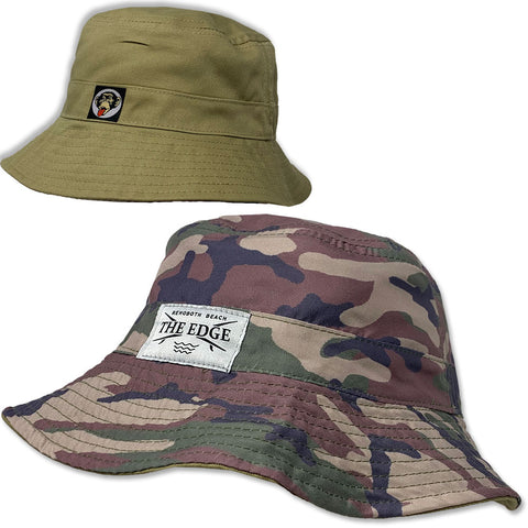 Edge Mens Reversible Bucket Hat in camo/tan
