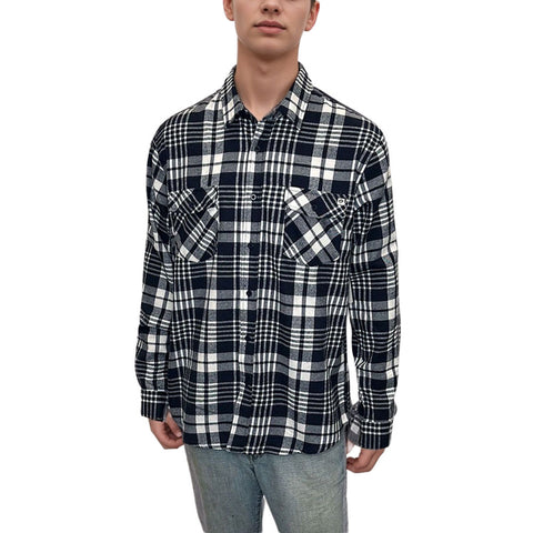 Edge Mens Arrowhead Flannel Shirts in navy