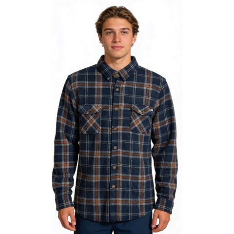 Edge Mens Wildwood Polar Fleece Shirts in navy