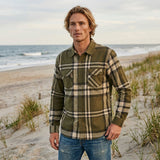 Edge Mens Reva Plaid Flannel Shirts in olive