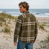 Edge Mens Reva Plaid Flannel Shirts in olive