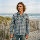 Edge Mens Westerly Flannel Shirts in Blue