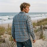 Edge Mens Westerly Flannel Shirts in Blue