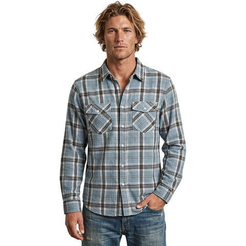 Edge Mens Westerly Flannel Shirts in Blue
