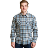 Edge Mens Westerly Plaid Flannel Shirts in light blue