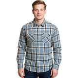 Edge Mens Westerly Plaid Flannel Shirts in light blue