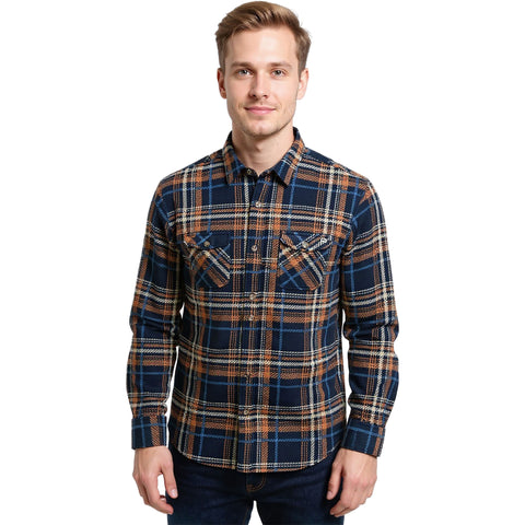 Edge Mens Modesto Polar Fleece Shirts in navy
