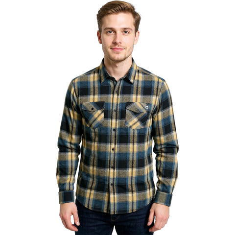 Edge Mens Acres Plaid Flannel Shirts in slate