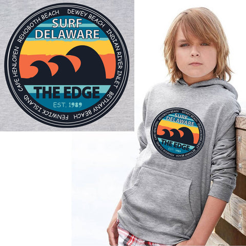 Edge Surf Delaware Youth Hoody in heather grey and Youth Small