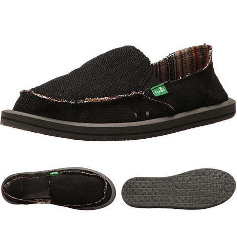 Sanuk Womens Donna Hemp Sandal Shoes in Black and 8.womens