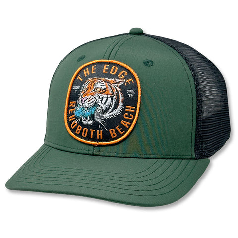 Edge Tiger Patch Snapback Hats in forest/black