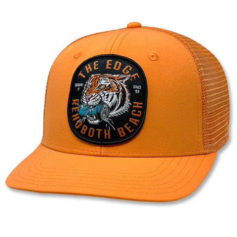 Edge Tiger Patch Snapback Hats in orange